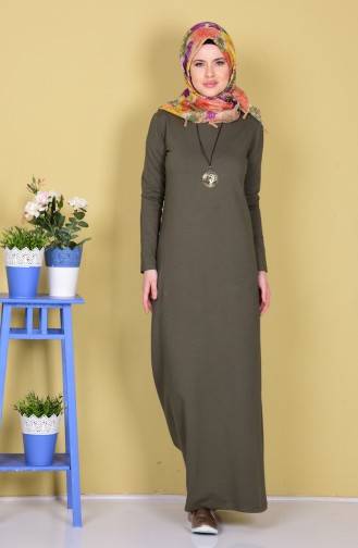 توبانور فستان مُحاك بتصميم مُزين بقلادة 2779-05 لون أخضر كاكي 2779-05