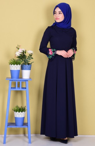 Dunkelblau Hijab Kleider 99023-02
