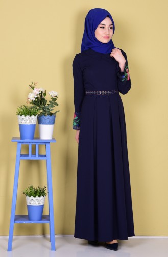 Dunkelblau Hijab Kleider 99023-02