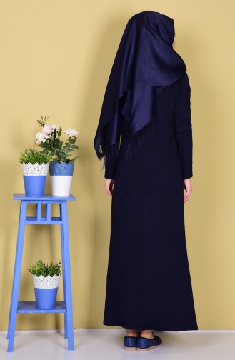 Navy Blue Hijab Dress 2779-02