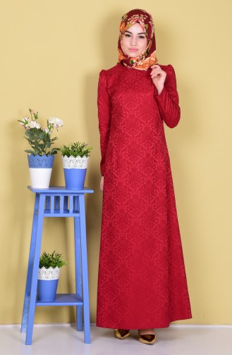 Claret Red Hijab Dress 2772-11