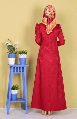 Claret Red Hijab Dress 2772-11