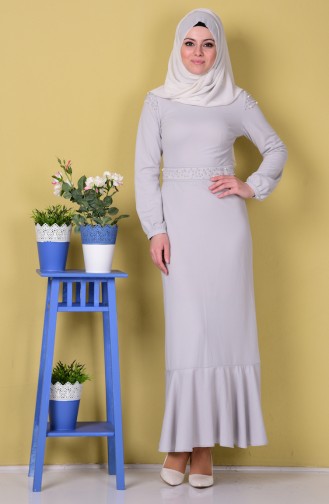 Gray Hijab Dress 6054-01
