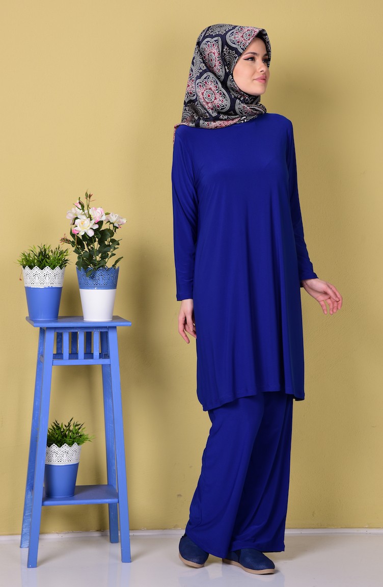 Tunik Pantolon İkili Takım 8095-05 Saks