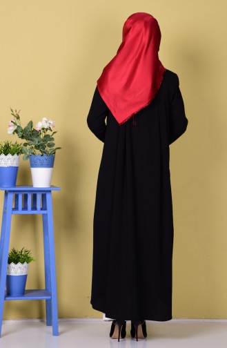 Pileli Fermuarlı Ferace 4001-05 Siyah