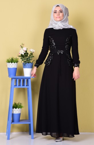 Schwarz Hijab Kleider 99019-02
