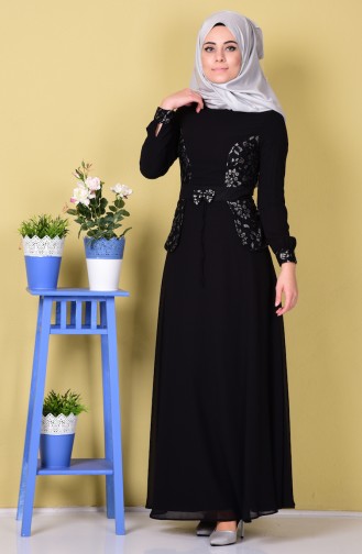 Schwarz Hijab Kleider 99019-02