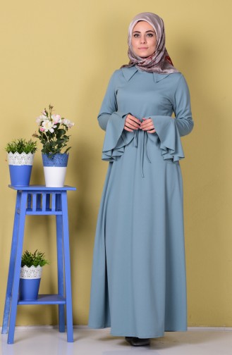 Unreife Mandelgrün Hijab Kleider 7254-01