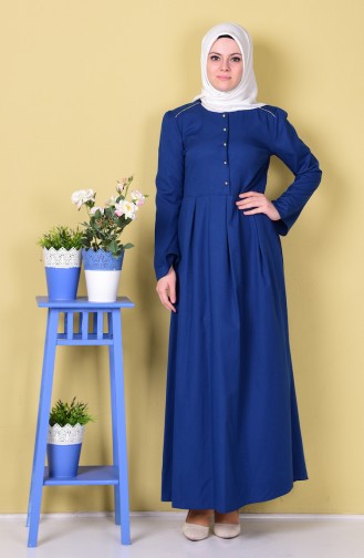 Light Navy Blue Hijab Dress 5723-02