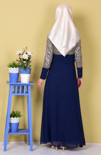 Light Navy Blue Hijab Evening Dress 2369-14