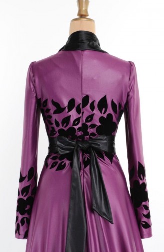 Robe de Soirée İmprimée 1099-03 Plum 1099-03