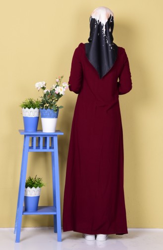 Claret Red Hijab Dress 1250-10