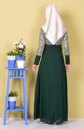 Dark Green Hijab Evening Dress 2369-15