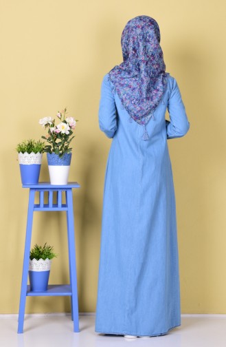 Jeans Kleid mit Schnürer Detail 4401-01 Blau 4401-01