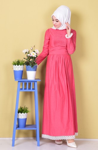 Coral Hijab Dress 0115-03