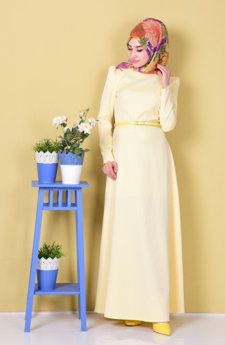 Yellow Hijab Evening Dress 7103-01