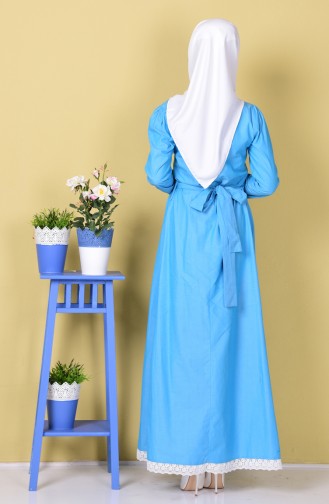 Kleid mit Spitzen Detail 0115-04 Türkis 0115-04