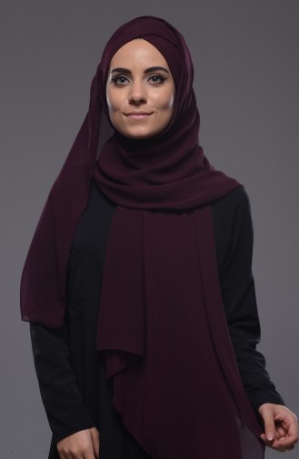Boneli Şifon Şal 29 Koyu Mürdüm