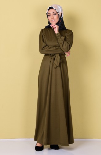 Khaki Hijab Kleider 1364-03
