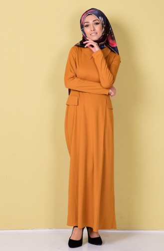 Mustard Hijab Dress 1069-01