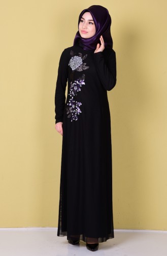 SUKRAN Sequined Dress 4222-02 Black Purple 4222-02