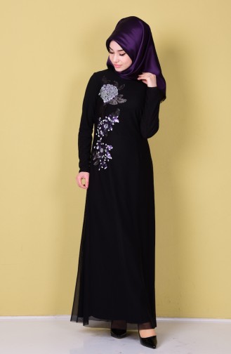 SUKRAN Sequined Dress 4222-02 Black Purple 4222-02