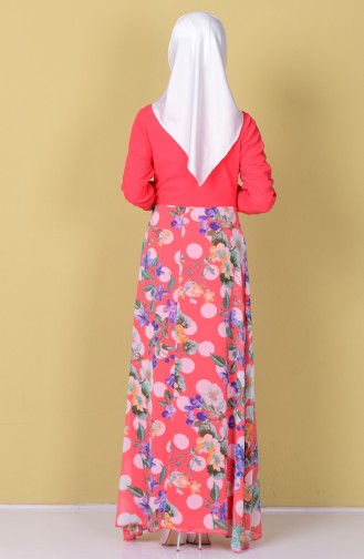 Coral Hijab Dress 5712-02