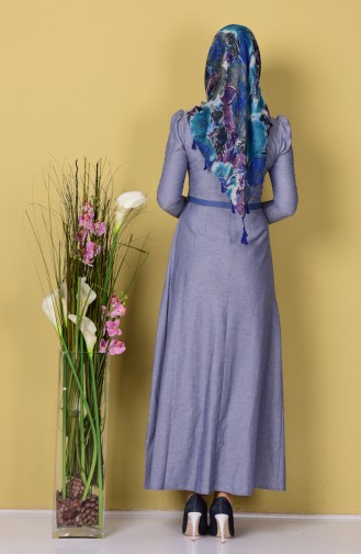 توبانور فستان بتصميم حزام للخصر 2781-03 لون أزرق جينز 2781-03