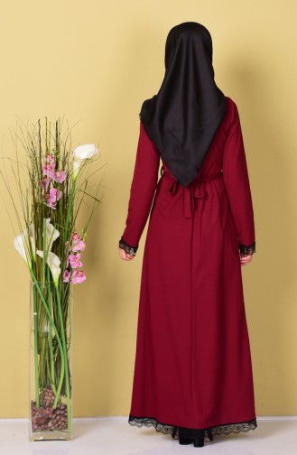 Weinrot Hijab Kleider 7247-06