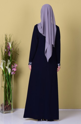 Abaya a Fermeture 1507-02 Bleu Marine 1507-02