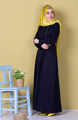 Navy Blue Hijab Dress 5721-06