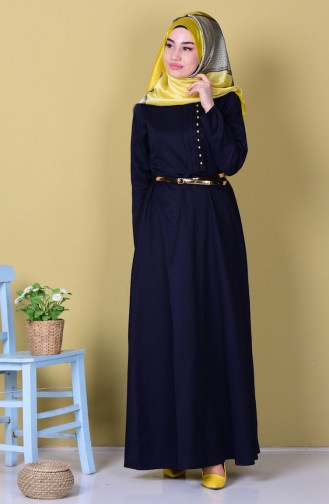 Navy Blue Hijab Dress 5721-06