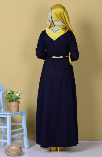 Navy Blue Hijab Dress 5721-06