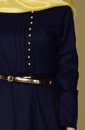 Navy Blue Hijab Dress 5721-06