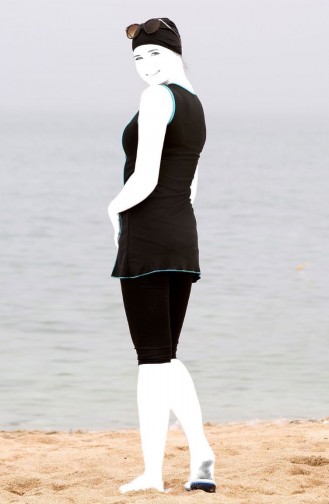 Schwarz Hijab Badeanzug 1100-02
