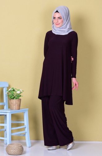 Tunik Pantolon İkili Takım 0320B-02 Mor