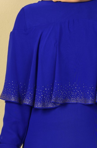 Saxe Hijab Evening Dress 99016-01