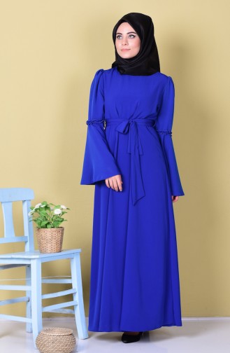 Saks-Blau Hijab Kleider 1401-09