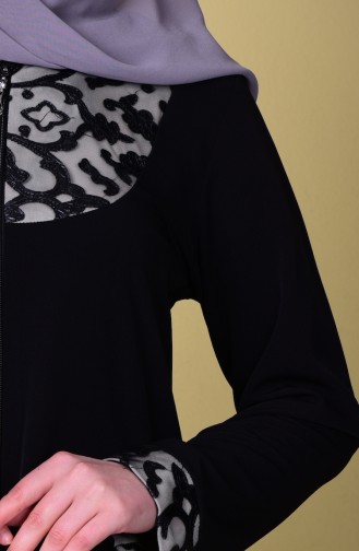 Abaya a Fermeture 1507-01 Noir 1507-01