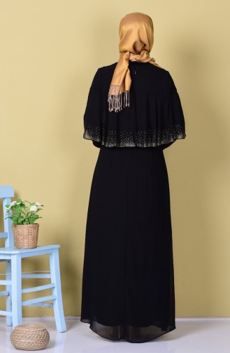 Black Hijab Evening Dress 99016-04