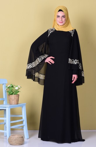Black Hijab Evening Dress 52596-08