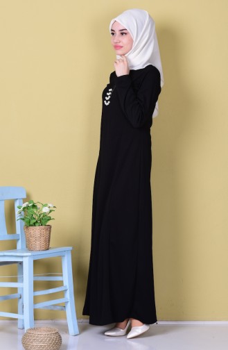Kolye Detaylı Elbise 2051-08 Siyah