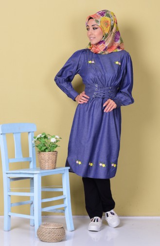 Geraftes Abaya 5202-05 Dunkel Blau 5202-05