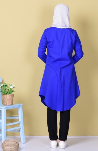 Tunique Garnie a Boutons 6187-14 Bleu Roi 6187-14