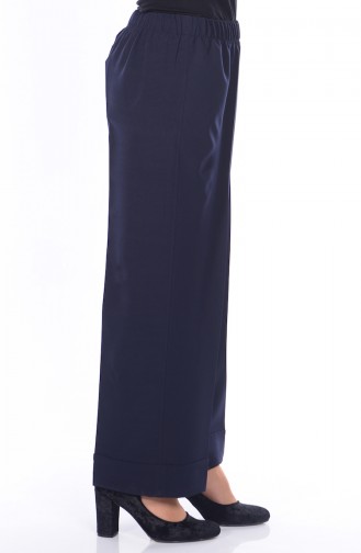 Pantalon Large Taille élastique 3087-01 Bleu Marine 3087-01
