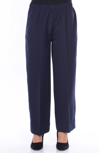 Pantalon Large Taille élastique 3087-01 Bleu Marine 3087-01