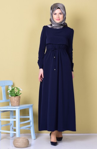 Navy Blue Hijab Dress 1625-06