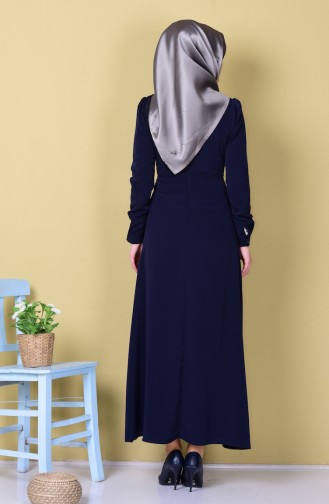 Navy Blue Hijab Dress 1625-06