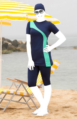 Navy Blue Modest Swimwear 1106-03