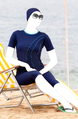 Navy Blue Modest Swimwear 1107-04
